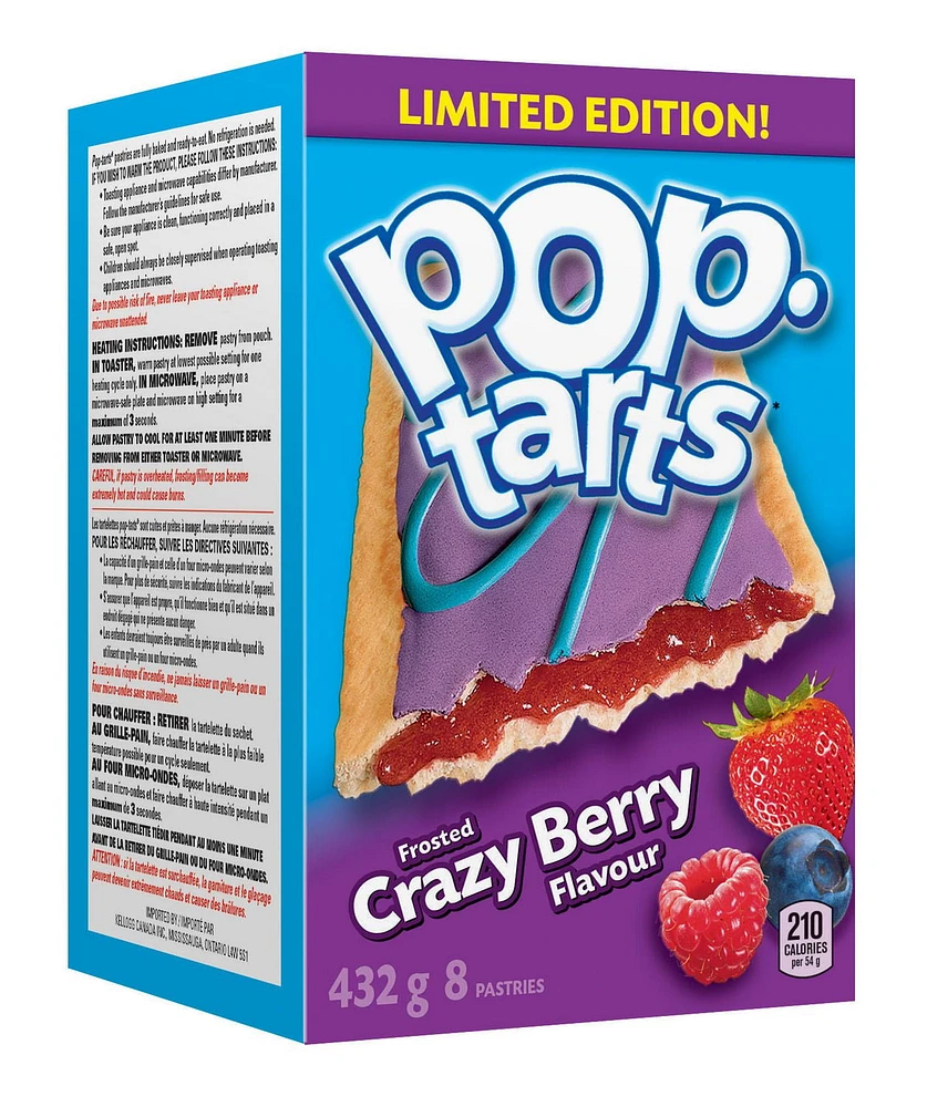 Kellogg's Pop-Tarts - Frosted Crazy Berry Flavour  432g - 8 Pastries