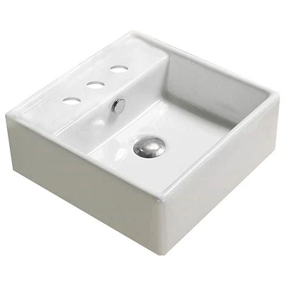 American Imaginations 18.1-in. W Wall Mount White Bathroom Vessel Sink For 3H8-in. Center Drilling AI-28345
