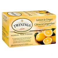 Twinings Lemon Ginger Herbal Tea, Pack of 20 Tea Bags