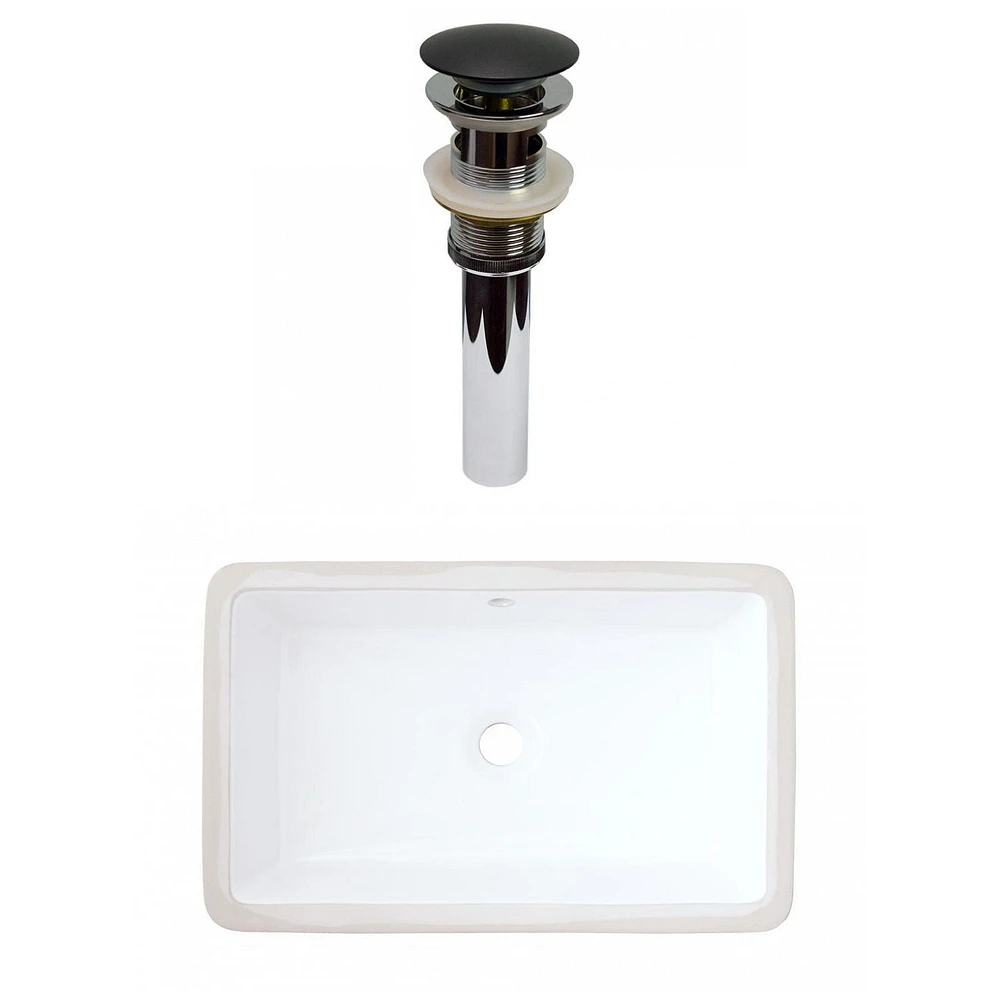 American Imaginations 21.875-in. W CUPC Rectangle Bathroom Undermount Sink Set In White - Black Hardware - Overflow Drain Incl. AI-31813