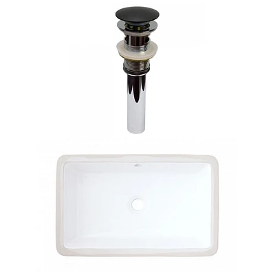 American Imaginations 21.875-in. W CUPC Rectangle Bathroom Undermount Sink Set In White - Black Hardware - Overflow Drain Incl. AI-31813