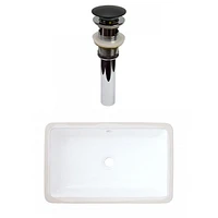 American Imaginations 21.875-in. W CUPC Rectangle Bathroom Undermount Sink Set In White - Black Hardware - Overflow Drain Incl. AI-31813