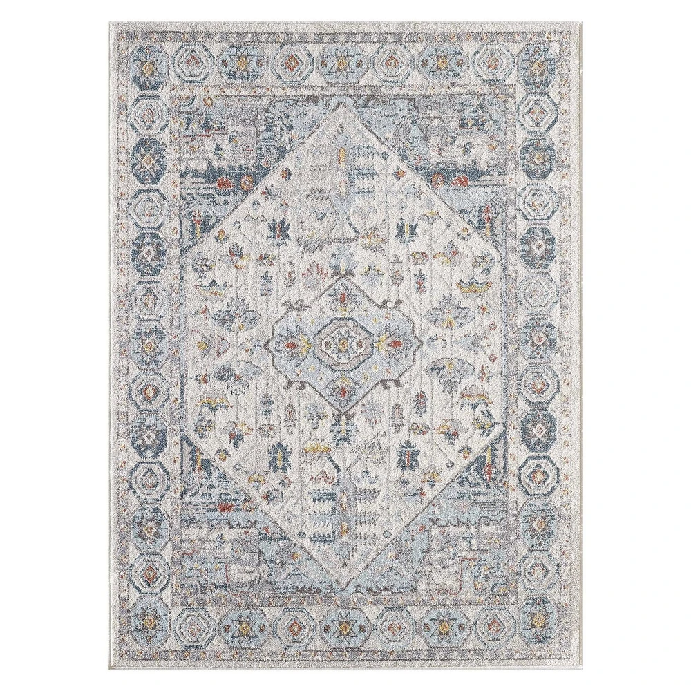 Vesta Cream and Blue Woven Area Rug