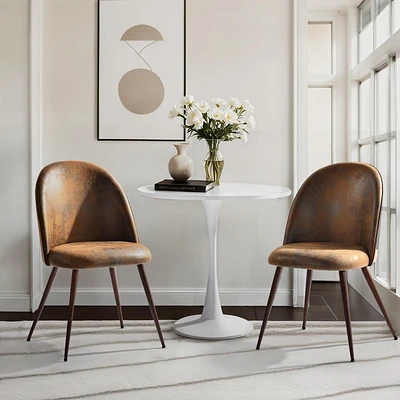 Ensemble de salle à manger 3 pièces Homy Casa avec table ronde blanche et 2 chaises rembourrées pour cuisine et salle à manger