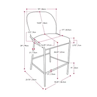 CorLiving Blakeley Tabouret de bar moderne rembourré à hauteur de comptoir avec pieds en métal – Vendu à l'unité – Tabourets de bar de cuisine confortables, tabourets de comptoir de bar et chaises à h