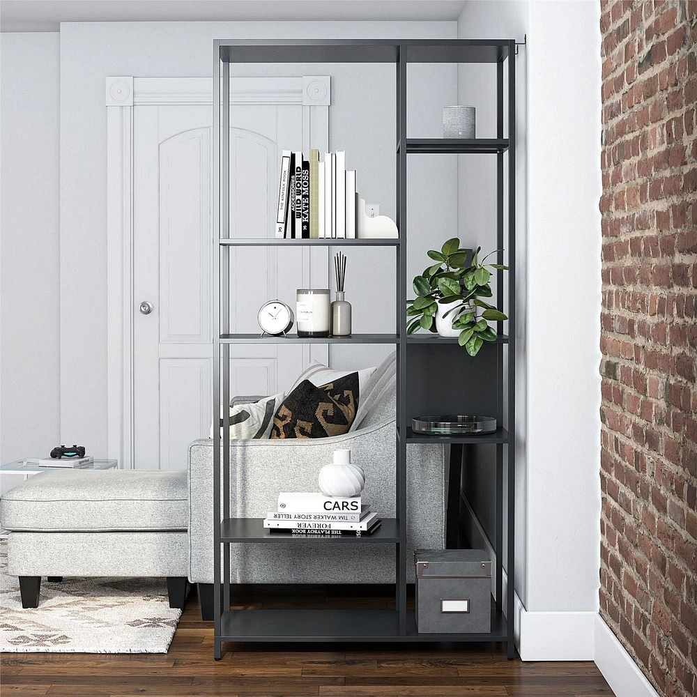 Systembuild Evolution Mission District Metal Bookcase Room Divider, Graphite
