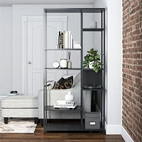 Systembuild Evolution Mission District Metal Bookcase Room Divider, Graphite