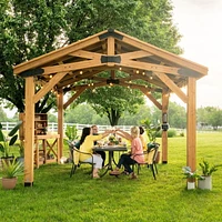 Backyard Discovery Pavillon de jardin en cèdre Norwood 14 pi x 12 pi