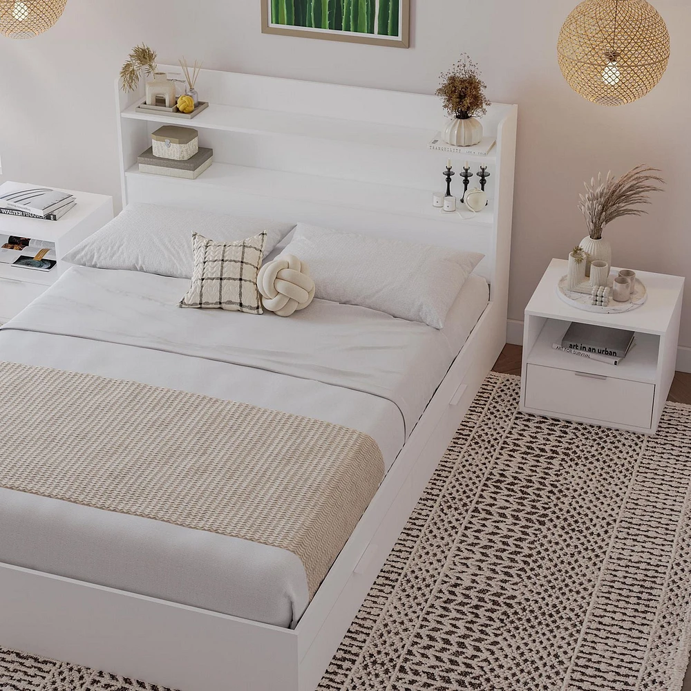 Nexera Hunter Platform Bed With Headboard And 2 Nightstands