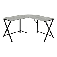 Monarch Specialties Bureau, Bureau À Domicile, Coin, 55"l, Forme De L, Travail, Ordinateur Portable, Métal, Stratifié, Gris, Noir, Contemporain, Moderne