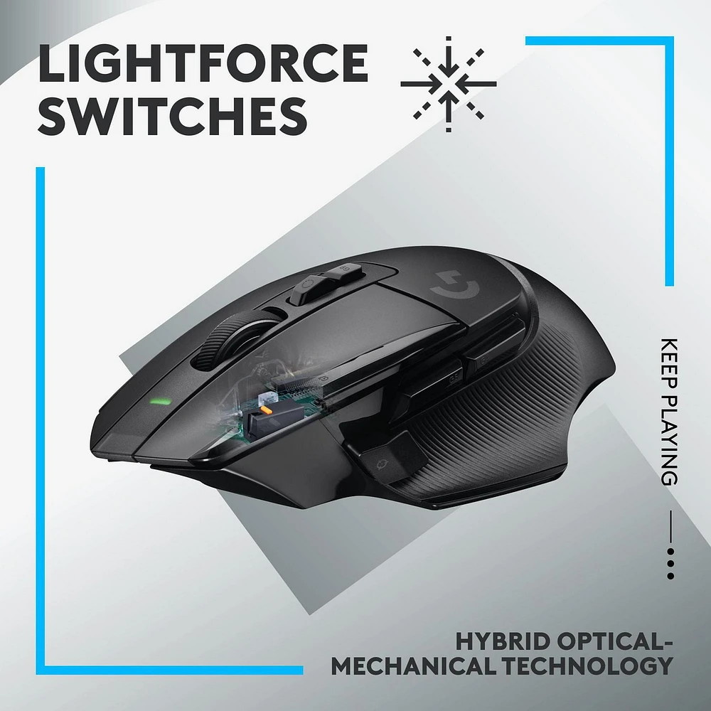 Logitech G502 X LIGHTSPEED Wireless Gaming Mouse - Optical mouse with LIGHTFORCE hybrid optical-mechanical switches - Black