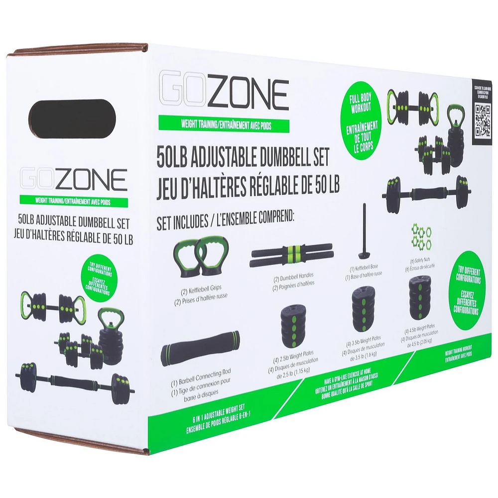 Ensemble de poids multi-usage 50 lb GoZone – Vert/noir En matériaux durables