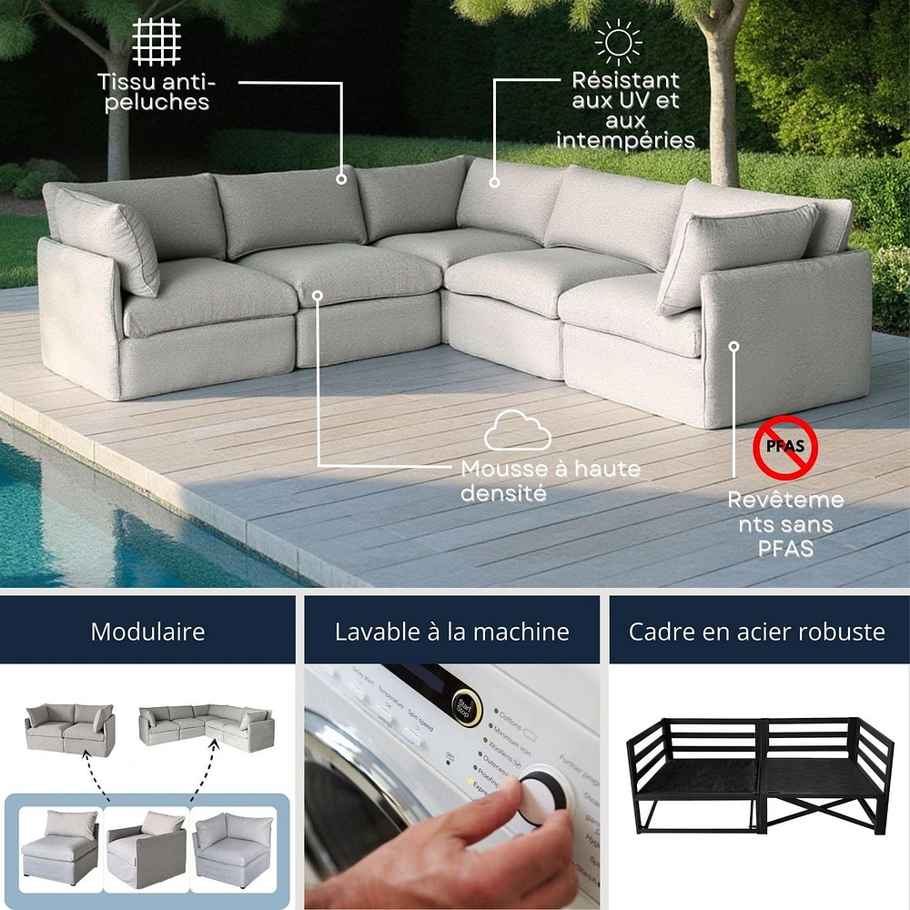 Ensemble de canapés modulaires de patio Patioflare Flexifome, gris