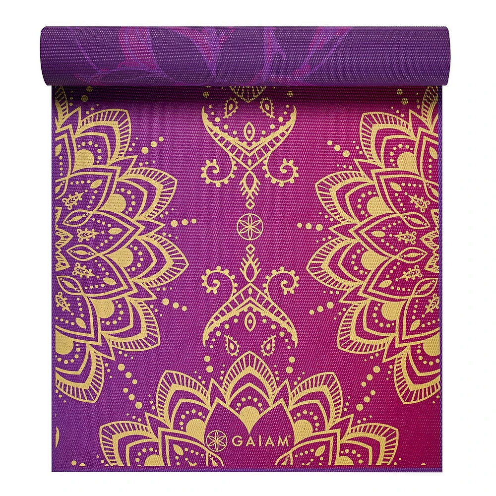 Gaiam 6MM Yoga Mat Reversible Royal Bouquet