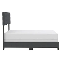 Grand lit moderne de 60 po revêtu de tissu, charbon