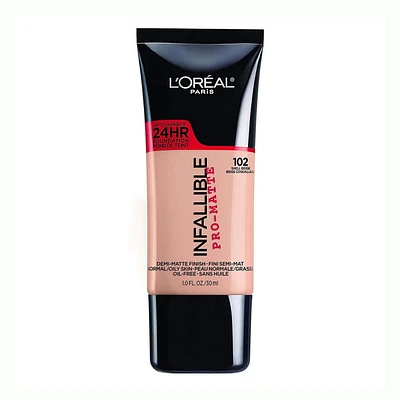 L'Oréal Paris Pro- Matte Foundation| Oil-Free, Lightweight, Longwear Face Makeup Up to 24hr| Classic Ivory, 30 ML