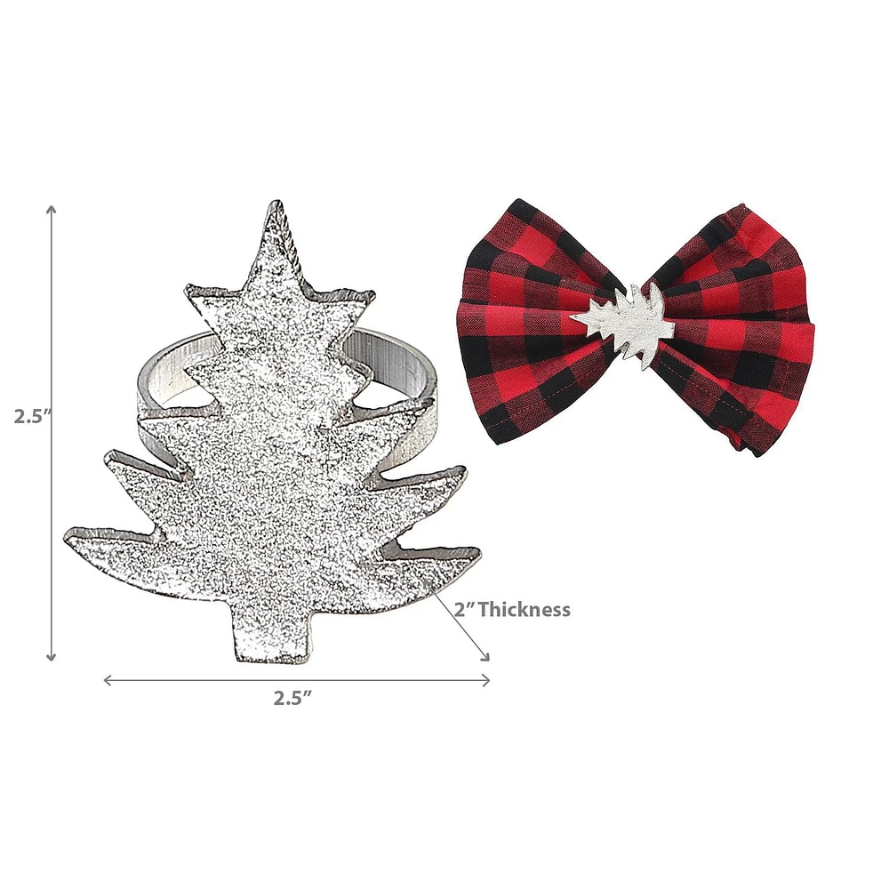 Christmas Metal Tree Tapkin Ring Silver - Ensemble De 6
