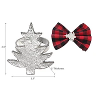 Christmas Metal Tree Tapkin Ring Silver - Ensemble De 6