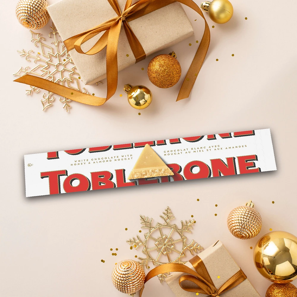 TOBLERONE, White Chocolate Bar with Honey and Almond Nougat, Holiday Gifts, Holiday Chocolate, 360 g