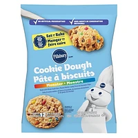 Pillsbury Monster Cookie Dough with Candy Pieces, Peanut Butter & Chocolate Chips, Ready to Bake, 12 Big Cookies, 454 g