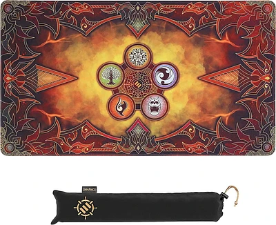 ENHANCE TCG Playmat - Tapis de jeu de cartes de table avec bords cousus, surface lisse et pochette de voyage avec cordon de serrage - Compatible avec MTG, YuGiOh, Pokémon, Lord of the Rings, et autres