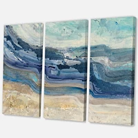 Designart côte, bleu, mer, vagues, aquarelle Art mural sur toile