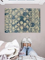 Tapis d'appoint en Laine Aspire Triangle bleu clair et crème de 2 pi x 3 pi
