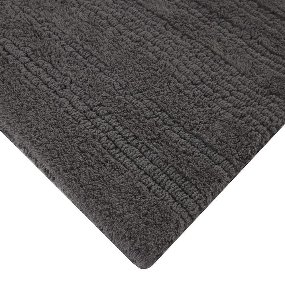 Ensemble de tapis de bain réversibles en coton coupé et bouclé Better Homes & Gardens, 2 pièces, flanelle grise, 17" x 24" et 20" x 30"