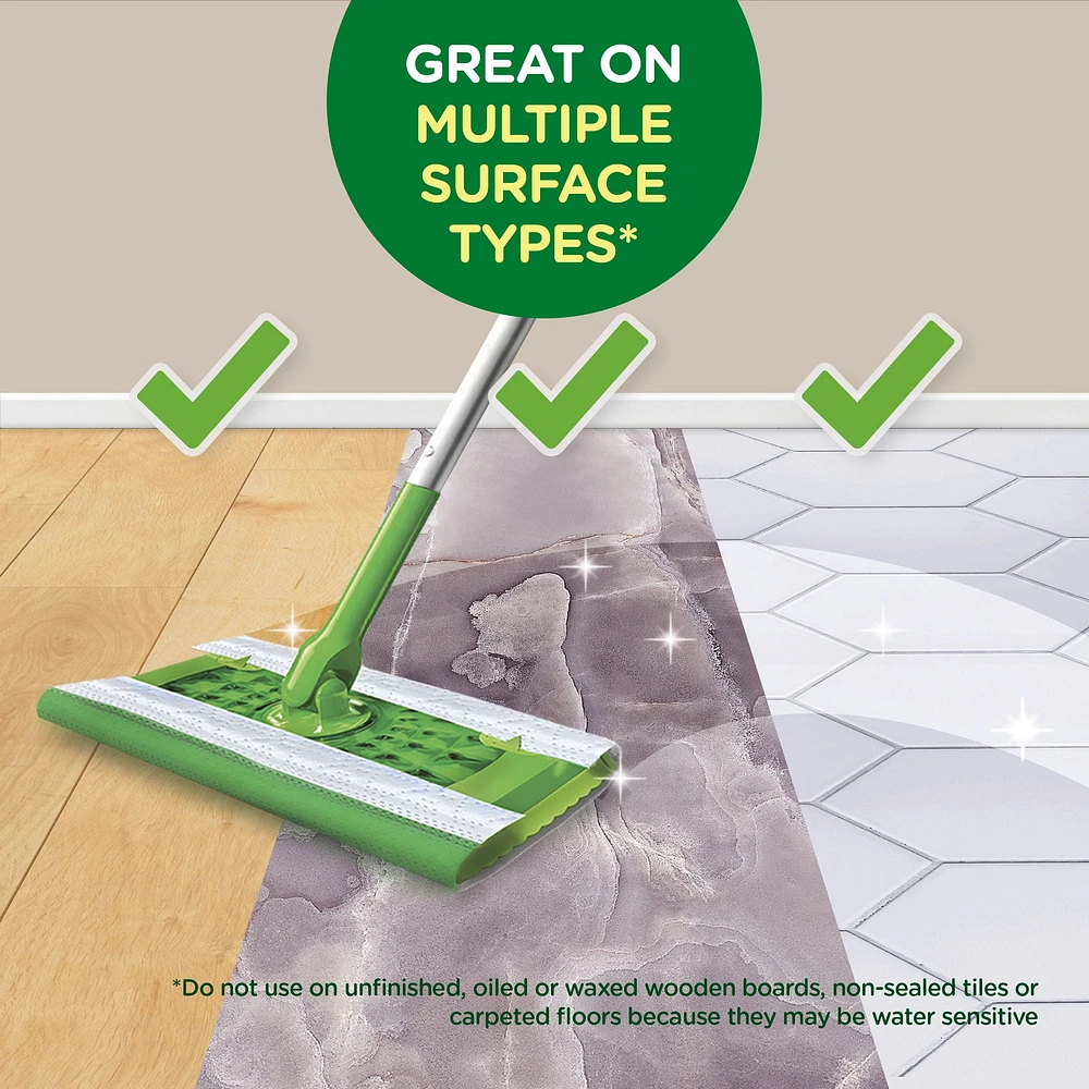 Recharges de linges humides pour balai Swiffer pour balayer et nettoyer les planchers, nettoyant pour planchers multi-surfaces avec fraîcheur Febreze, parfum Lavande, 24unités 24CT