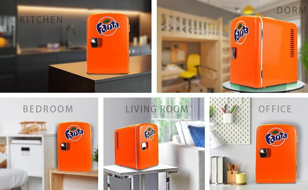 Coca-Cola Mini réfrigérateur thermoélectrique portable, capacité de 6 canettes, 4 L/4,2 qt, 12 V DC/110 V AC pour la maison, dortoir, voiture, bateau, soins de la peau, boissons, collations, médicamen