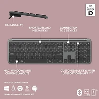Logitech MK955 Signature Slim ensemble clavier et souris sans fil, pour grandes mains, frappe et clics discrets - Noir
