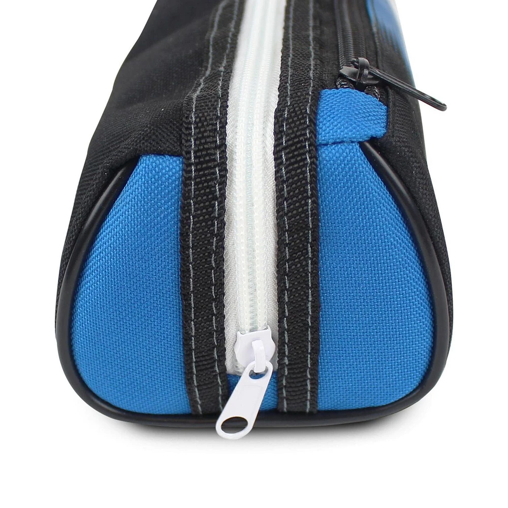 Pen + Gear Sporty 2 Zip Pencil Pouch in Blue with Reflective White Strips