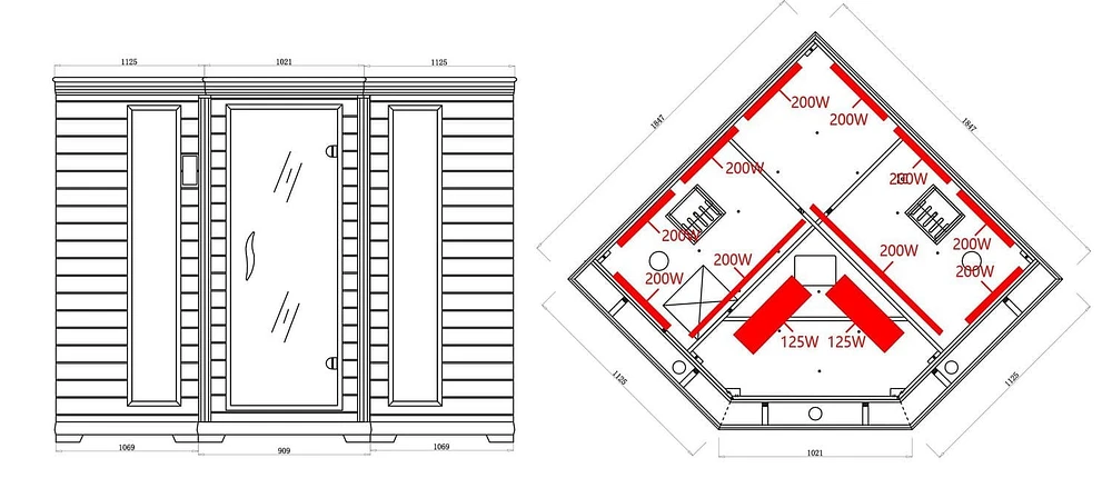 Sauna infrarouge lointain Blisspod pour 4 à 5 personnes, pruche de qualité supérieure, faible EMF, 12 radiateurs, coin, spacieux.