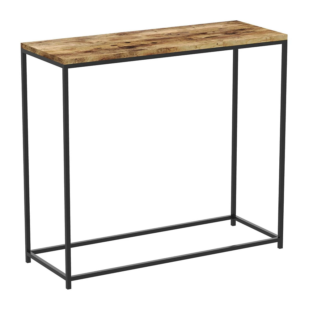 Safdie & Co. Console Table 31L Brown Reclaimed Wood Black Metal