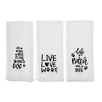 IH Casa Decor Broidered White Waffle Kitchen Towel Amants Asstd - Ensemble De 6