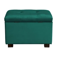Asha Small Tufted Velvet Ottoman with Storage