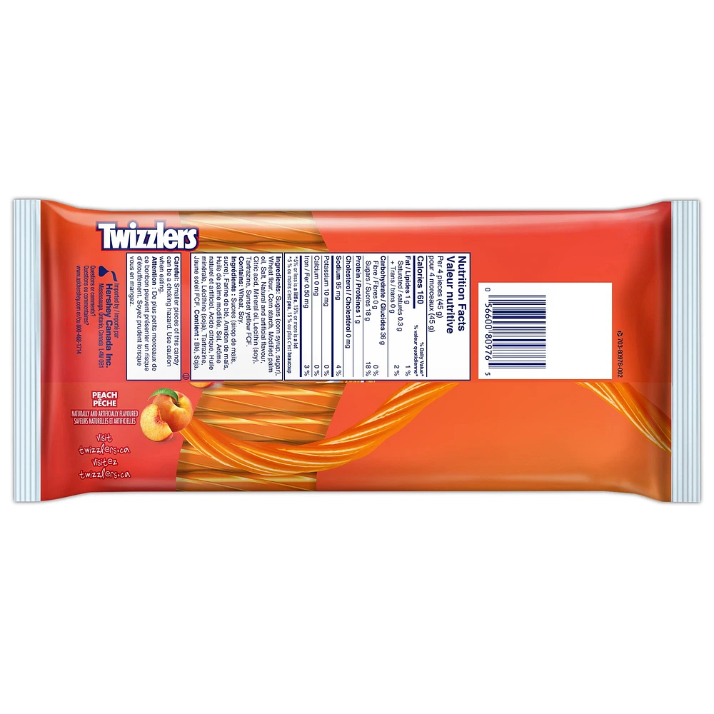 TWIZZLERS Peach  Twists, Candy, 453g