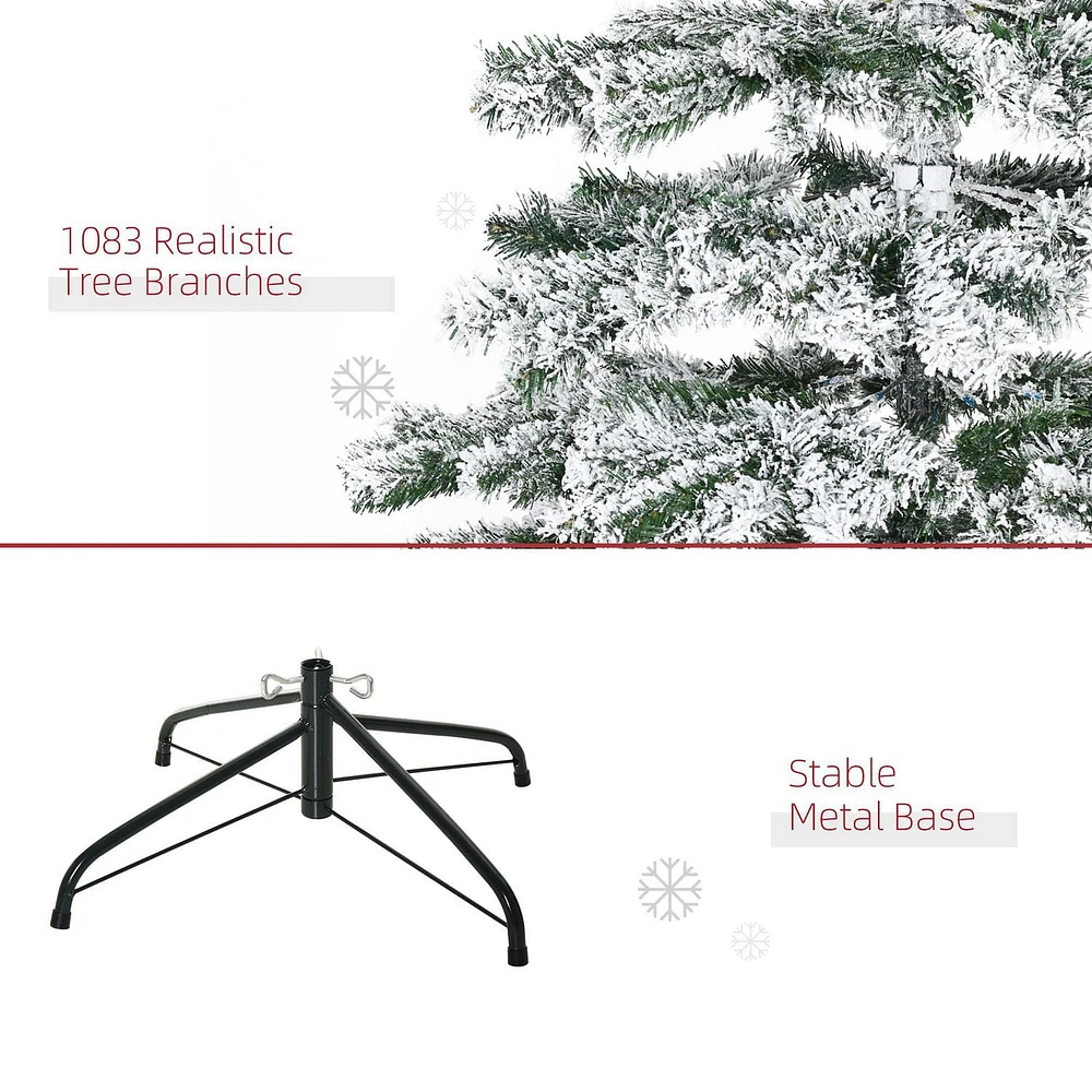 Homcom 2,1 m neige artificielle floqué sapin de Noël sapin de Noël maison de vacances décoration d'intérieur pour fête avec pieds pliables, vert
