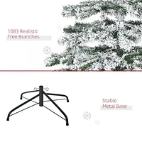 Homcom 2,1 m neige artificielle floqué sapin de Noël sapin de Noël maison de vacances décoration d'intérieur pour fête avec pieds pliables, vert