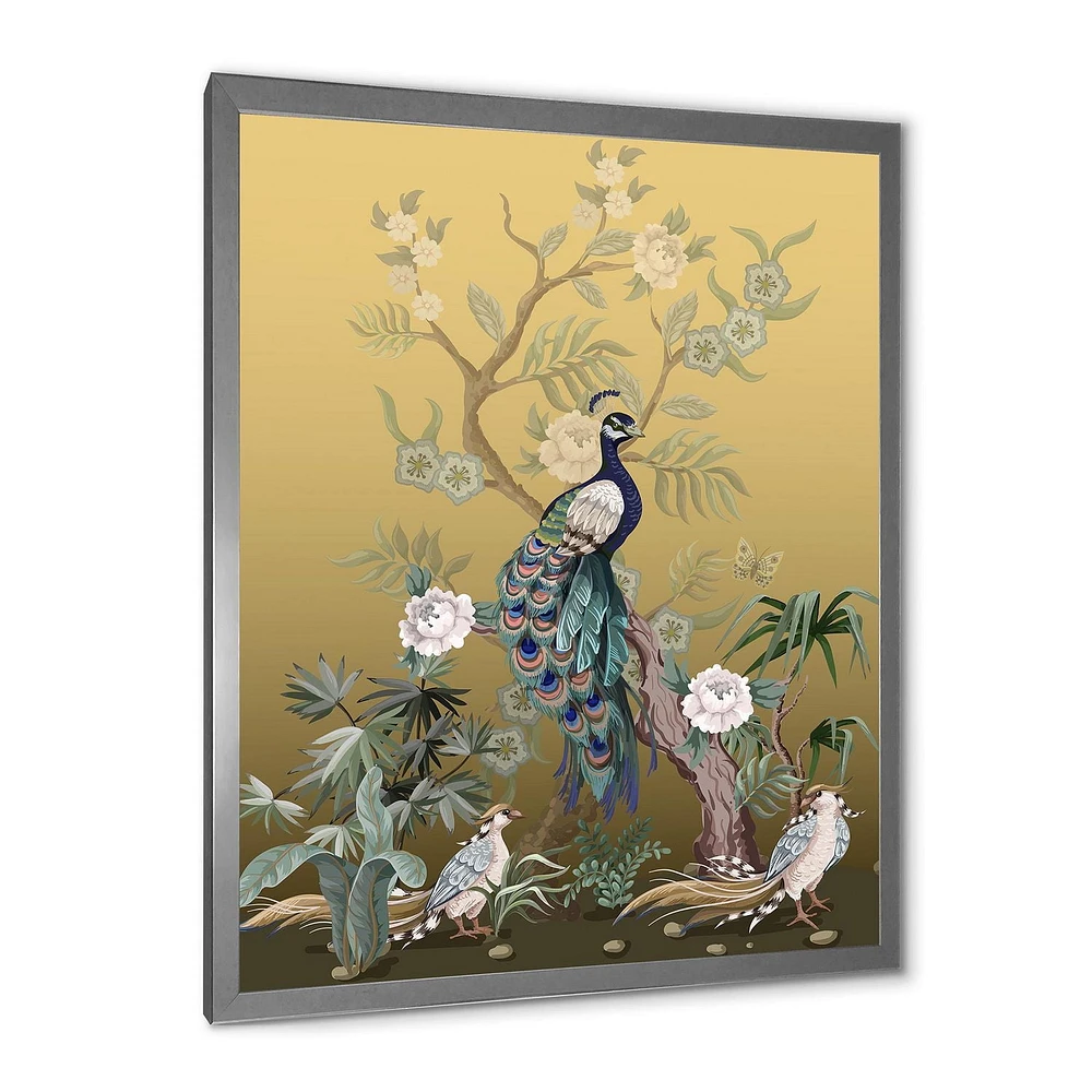 Designart Chinoiserie With Birds and Peonies VI Framed Wall Art