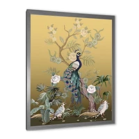 Designart Chinoiserie With Birds and Peonies VI Framed Wall Art