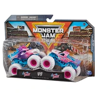 Monster Jam, Monster trucks officiels en métal moulé Sparkle Smash Vs. Sparkle Smash, échelle 1:64, jouets pour garçons à partir de 3 ans