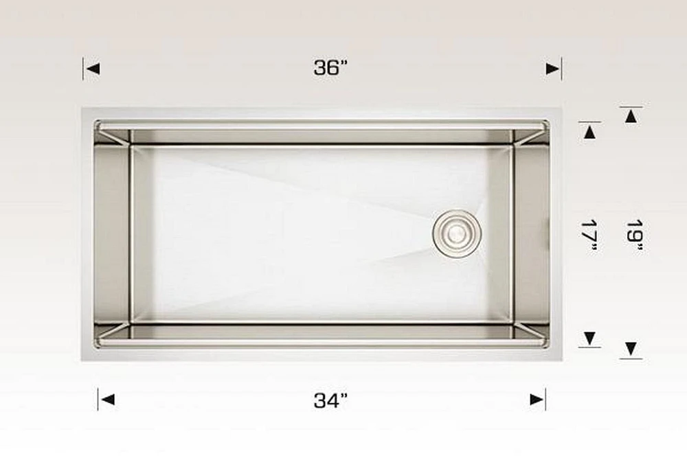 American Imaginations 36-in. W CSA Approved Stainless Steel Kitchen Sink With 1 Bowl And 16 Gauge AI-29287