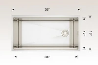 American Imaginations 36-in. W CSA Approved Stainless Steel Kitchen Sink With 1 Bowl And 16 Gauge AI-29287