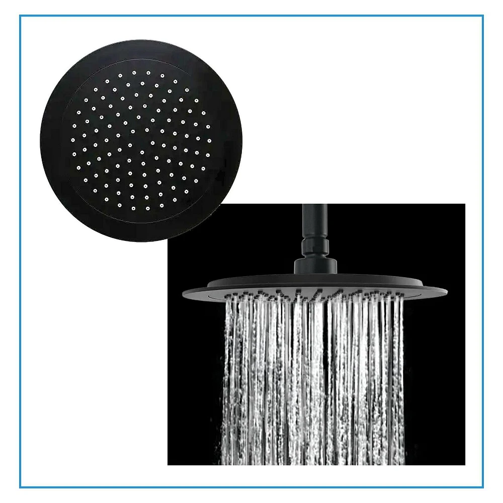 Ensemble de douche thermostatique d'akuaplus(MD) avec Déviateur 4 voies, 2 pommeaux de douche de 9.5 po ou simultanément avec arrêt, fini noir mat