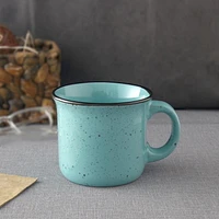Plat principal bleu glaçuré point noir soupe 16OZ Mug Glace de couleur avec grès