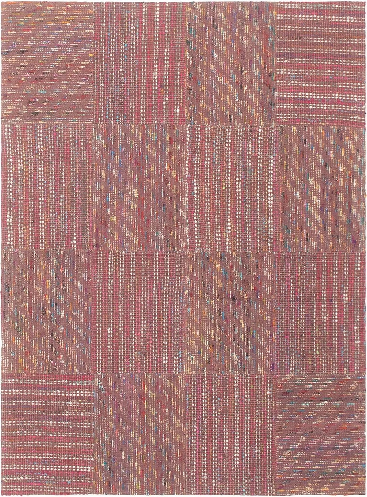ECARPETGALLERY 5'2" x 7'2" Contemporary Collage Handmade Area Rug for Living Room, Dining Room and Bedroom in Red
