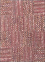 ECARPETGALLERY 5'2" x 7'2" Contemporary Collage Handmade Area Rug for Living Room, Dining Room and Bedroom in Red