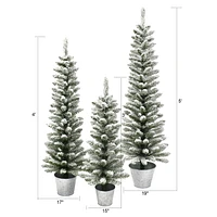 Holiday Time Ensemble de 3 épinettes d’alberta floquées pour porche, vert