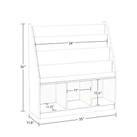 Kids Bookrack with Three Cubbies and 2 Bins